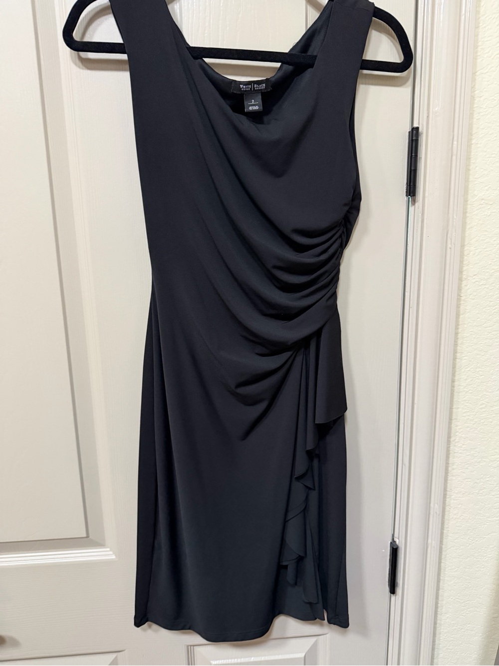 White House Black Market Black Sleeveless Ruched Cocktail Dress